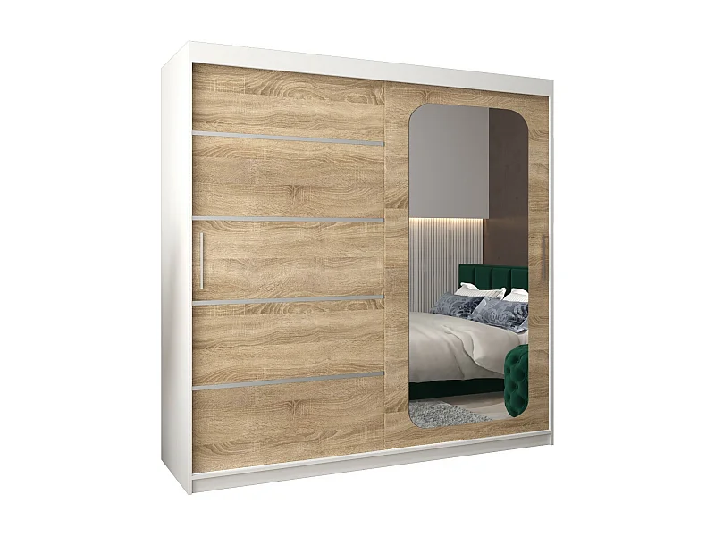 ARMOIRE PROMO V2 À PORTES COULISSANTES 200/200/62 2 Portes (Blanc/Sonoma)