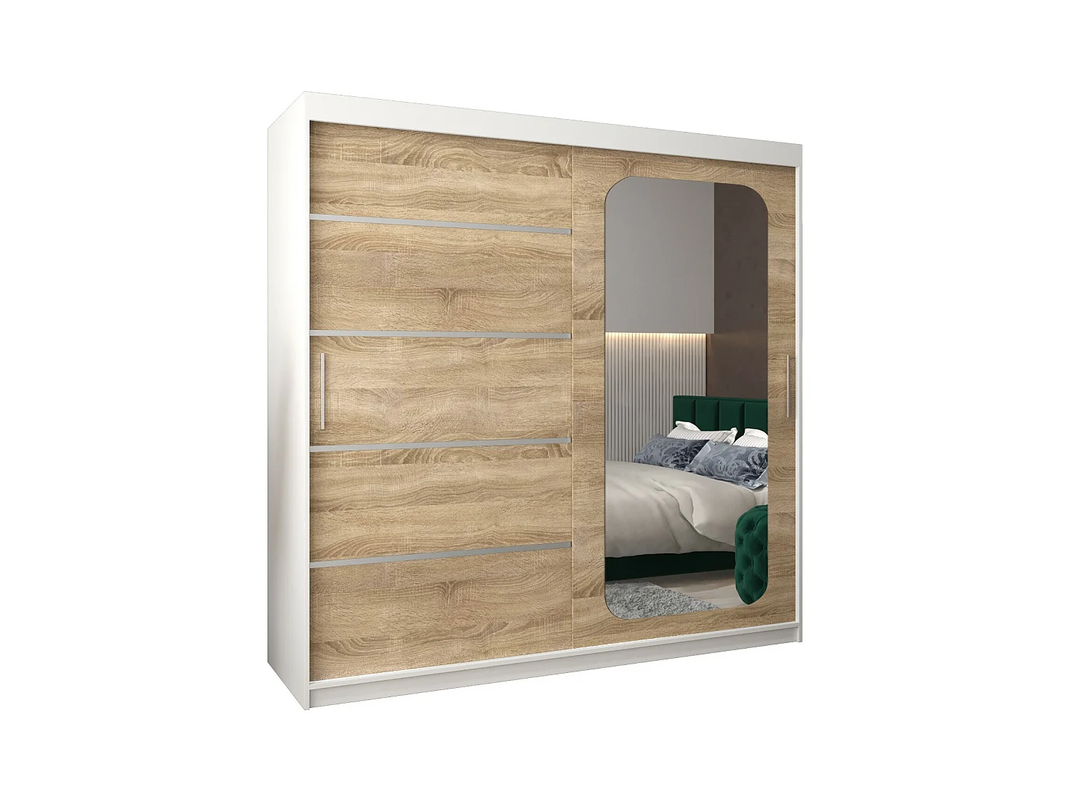 ARMOIRE PROMO V2 À PORTES COULISSANTES 200/200/62 2 Portes (Blanc/Sonoma)