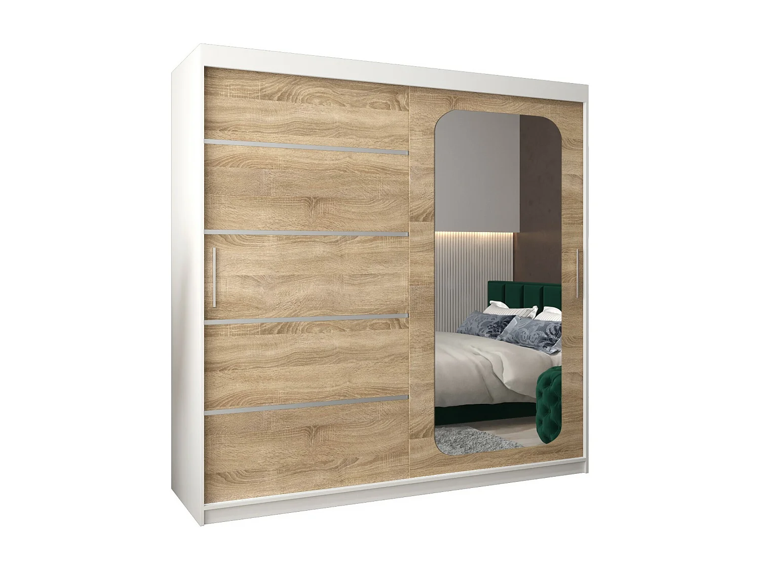 ARMOIRE PROMO V2 À PORTES COULISSANTES 200/200/62 2 Portes (Blanc/Sonoma)