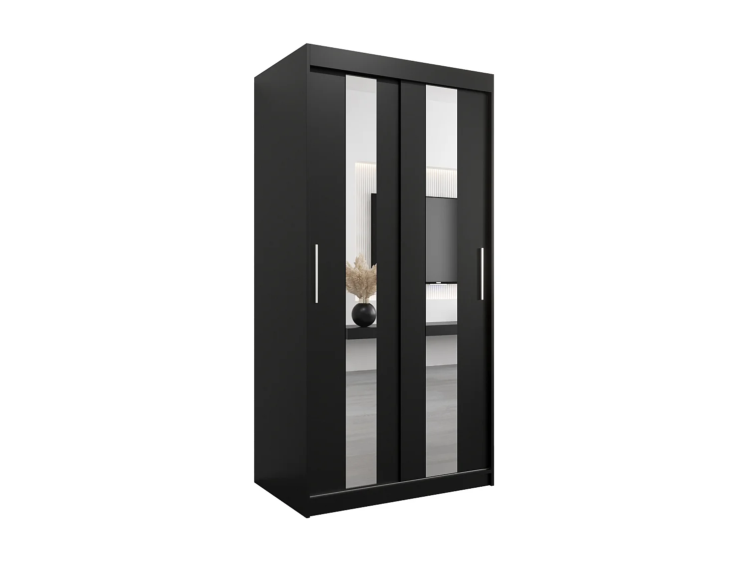 Pole kledingkast met schuifdeuren 200/100/62 2 deuren (zwart/zwart)