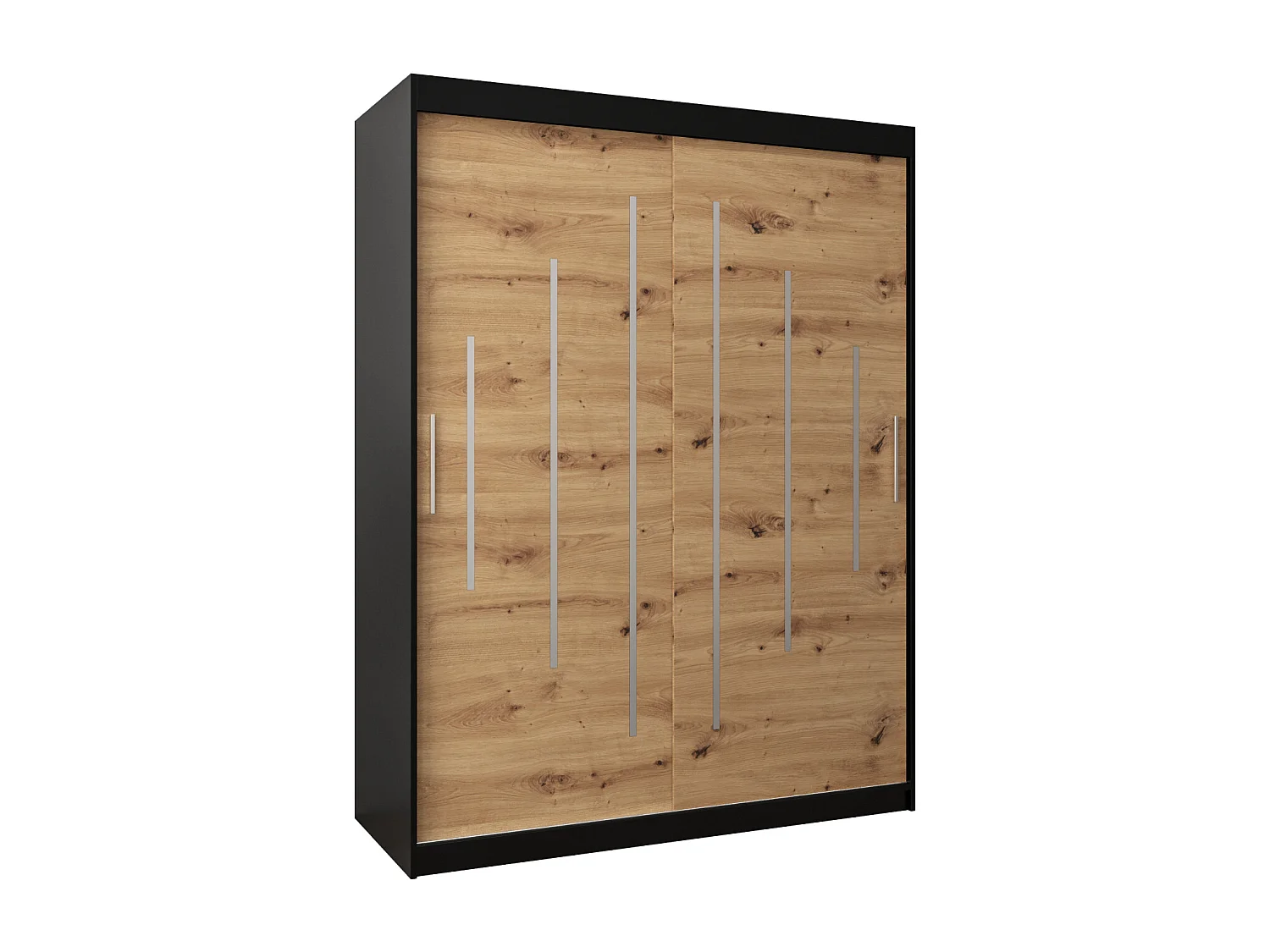 SCHWEBETÜRENSCHRANK YORK 200/150/62 2-türig (Schwarz/Artisan)