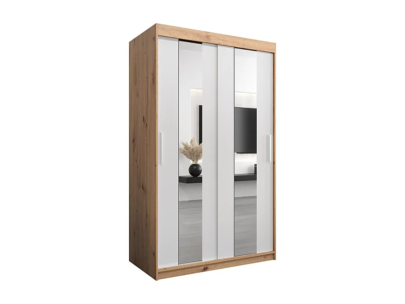 Schwebetürenschrank Pole 200/120/62 2-Türig (Artisan/Weiß)