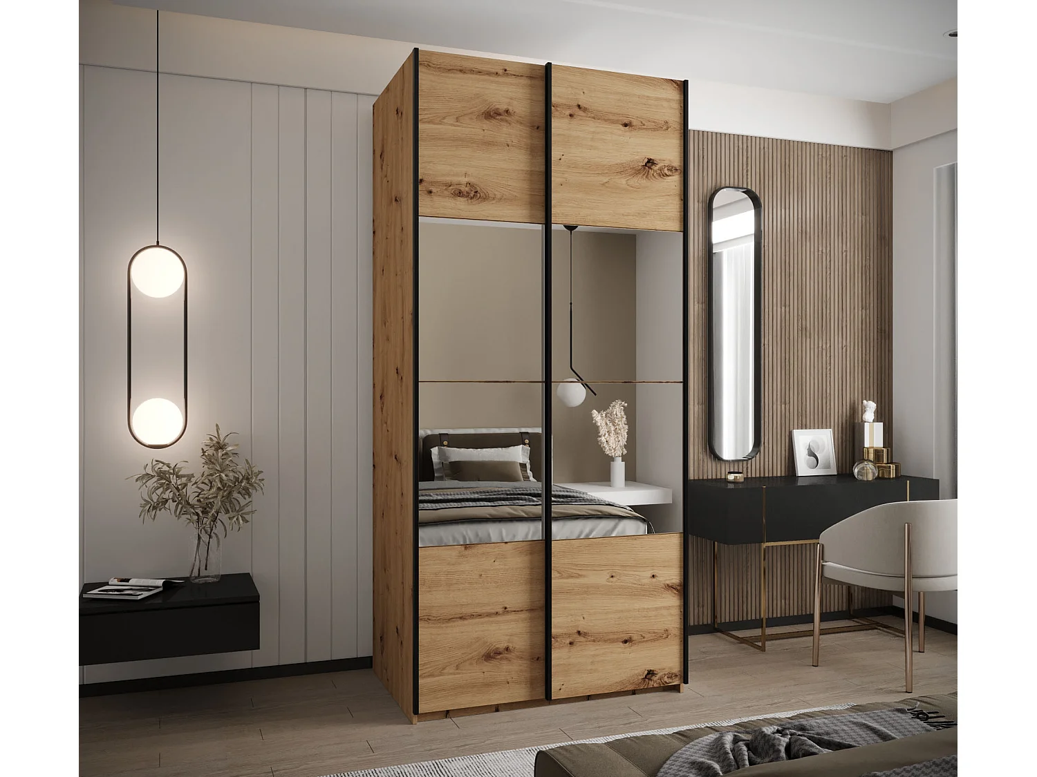 Armoire Lux 4 245,5/100/64 (Artisan/Artisan/Noir)