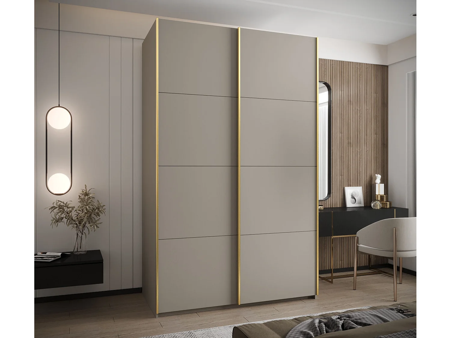 Armoire Lux 1 245,5/170/64 (Cachemire/Cachemire/Or)