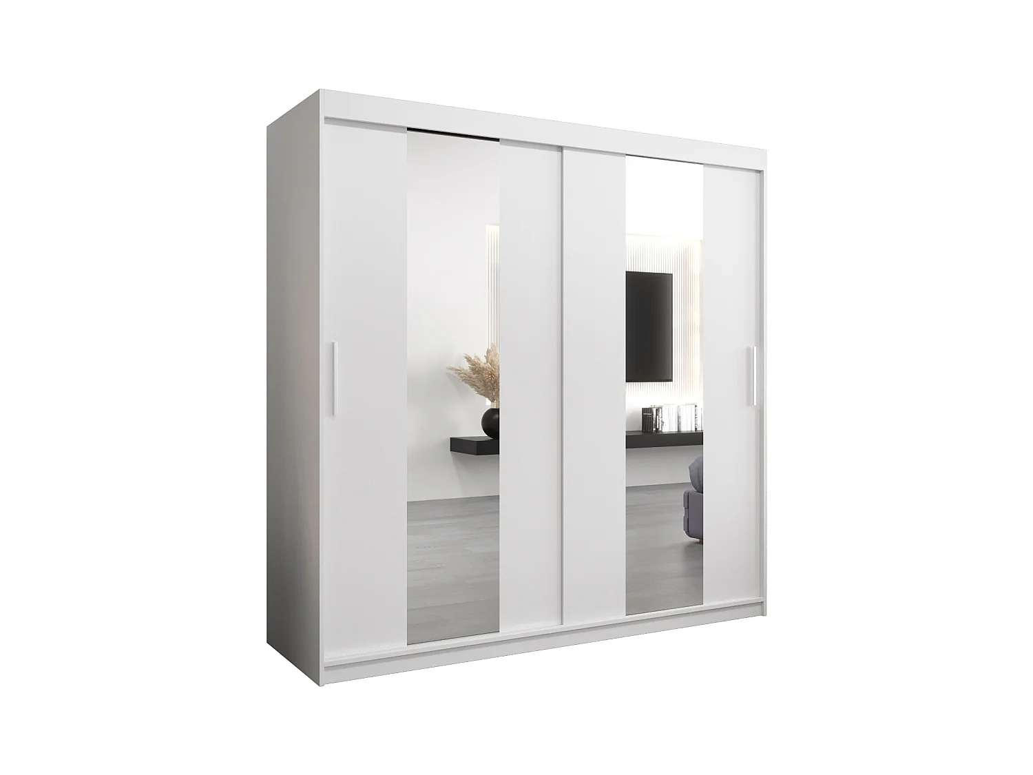 Schwebetürenschrank Pole 200/200/62 2-Türig (Weiß)