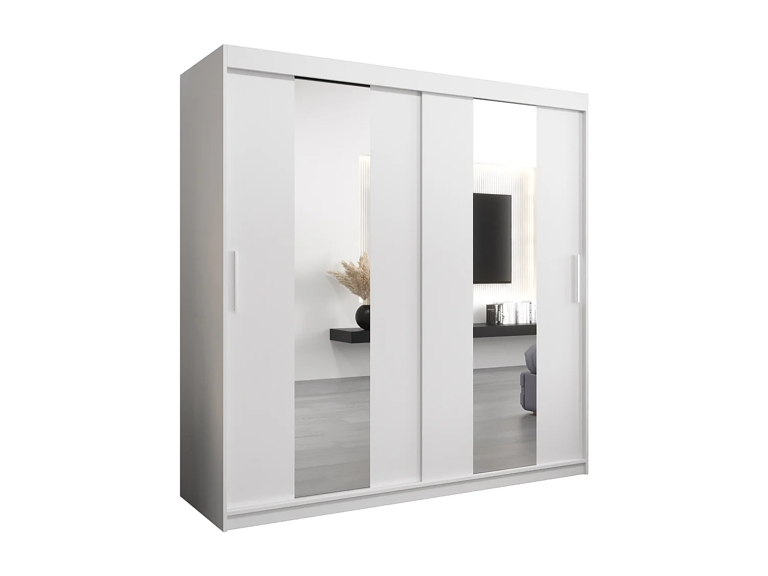 Pole kledingkast met schuifdeuren 200/200/62 2 deuren (wit/wit)