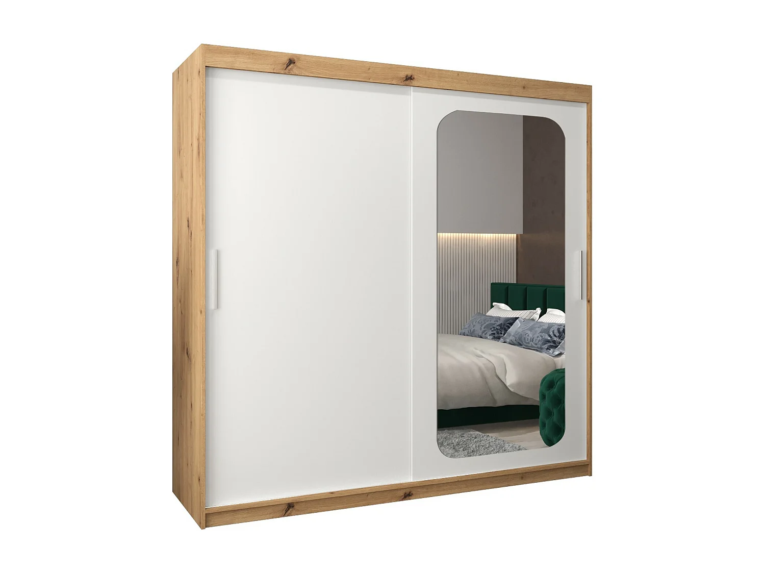 ARMOIRE PROMO T2 À PORTES COULISSANTES 200/200/62 2 Portes (Artisan/Blanc)