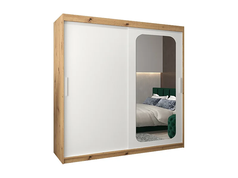 PROMO T2 KLEDINGKAST MET SCHUIFDEUREN 200/200/62 2 deuren (artisan/wit)