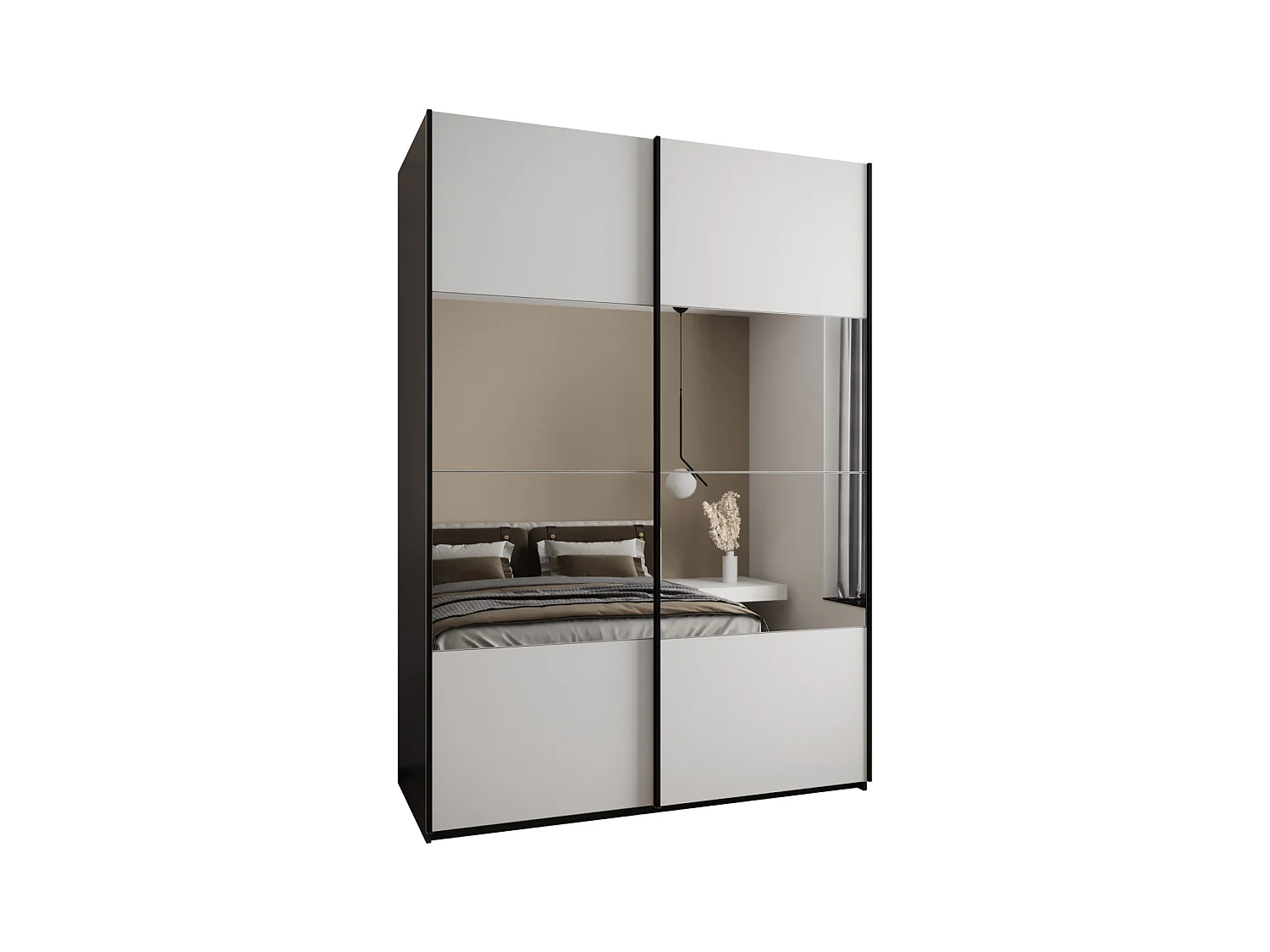 SCHWEBETÜRENSCHRANK Lux 4 245,5/180/64 (Schwarz/Weiß/Schwarz)