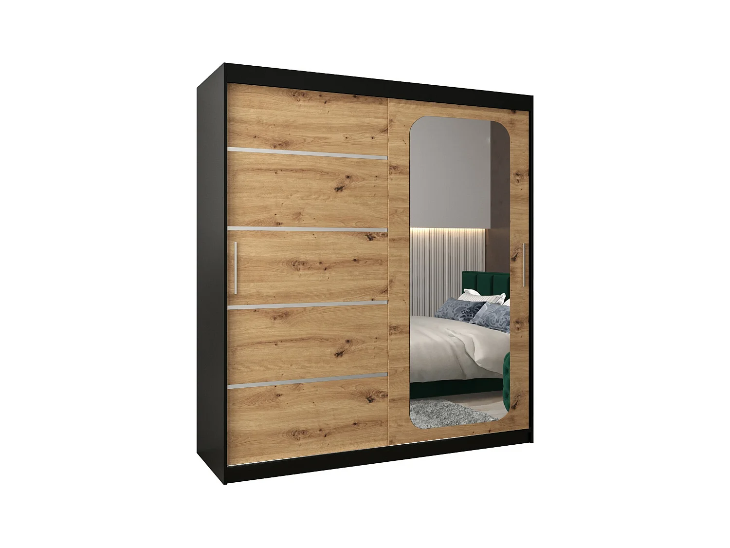 ARMOIRE PROMO V2 À PORTES COULISSANTES 200/180/62 2 Portes (Noir/Artisan)