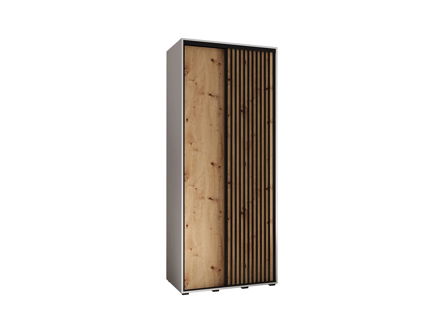 ARMOIRE LANKO 1 À PORTES COULISSANTES 235,2/120/60 2 Portes (Blanc/Artisan)