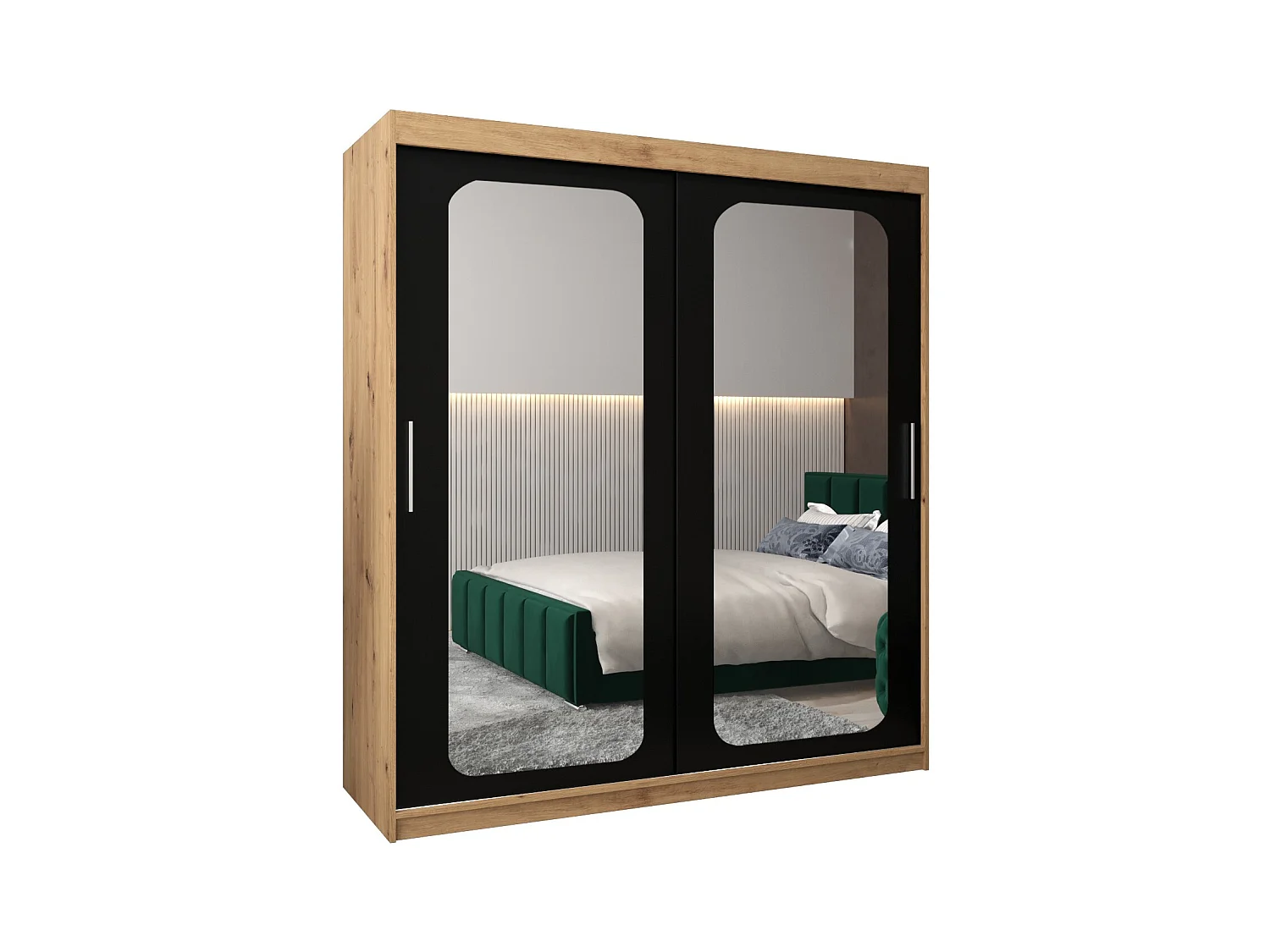 PROMO T3 KLEDINGKAST MET SCHUIFDEUREN 200/180/62 2 deuren (artisan/zwart)