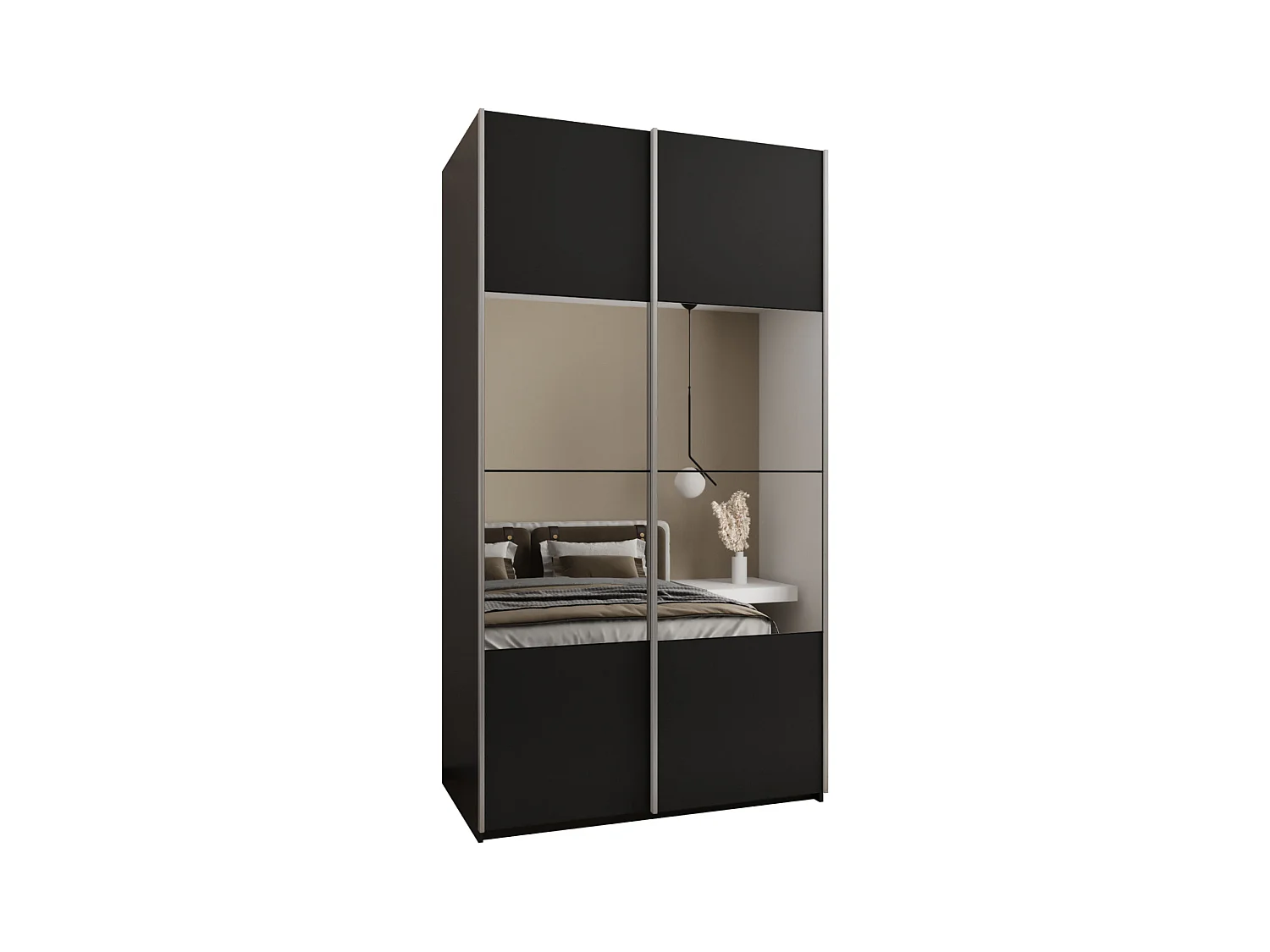 SCHWEBETÜRENSCHRANK Lux 4 245,5/130/64 (Schwarz/Schwarz/Silber)
