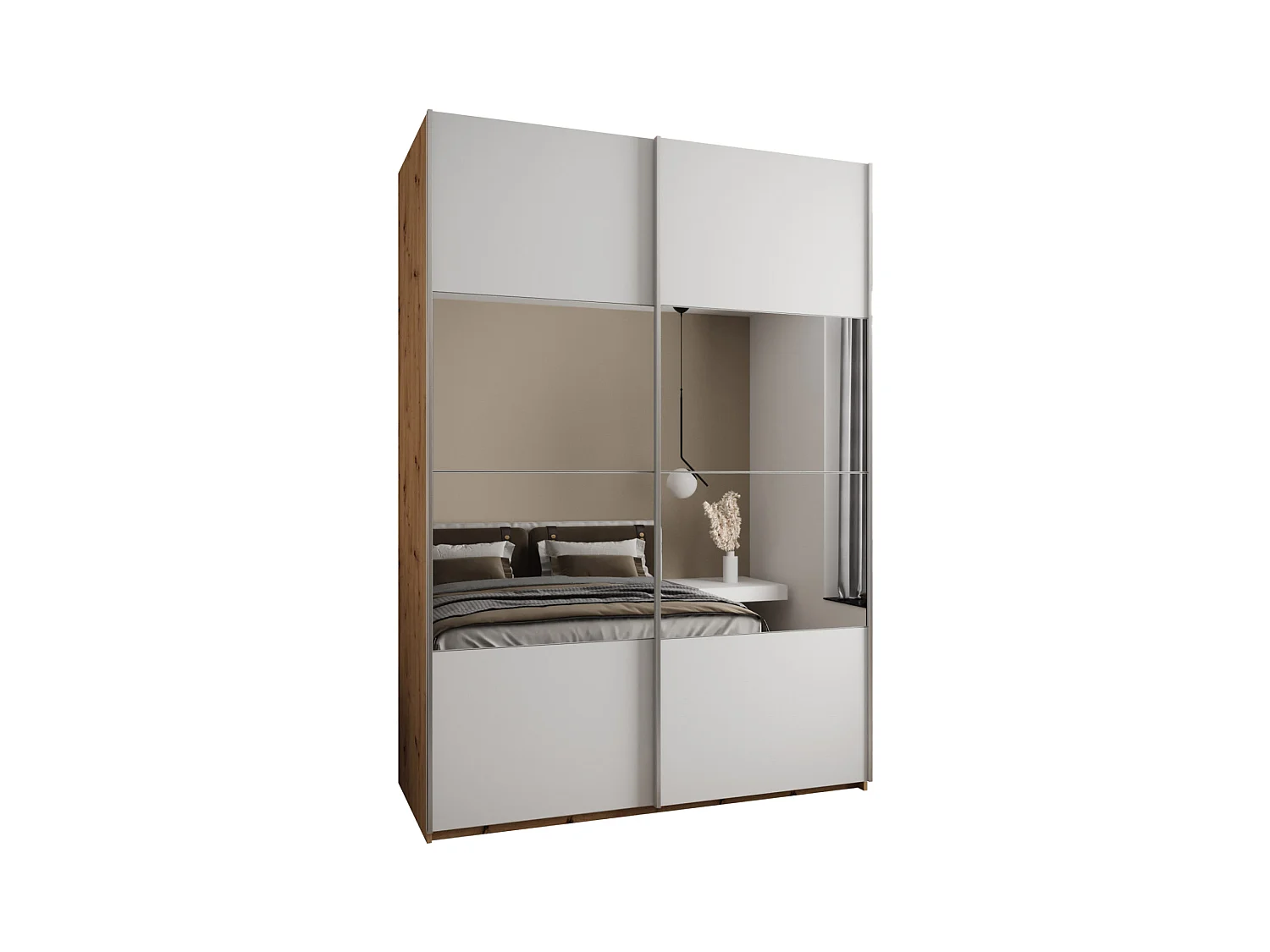 Armoire Lux 4 245,5/180/64 (Artisan/Blanc/Argent)