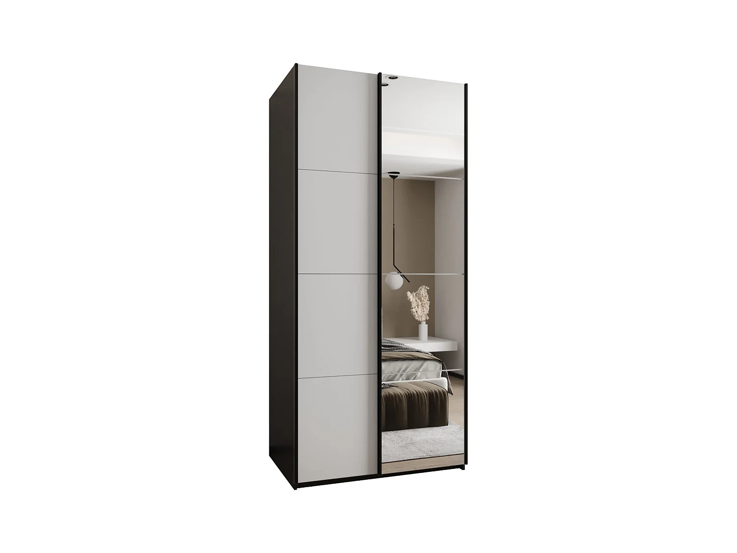 SCHWEBETÜRENSCHRANK Lux 3 245,5/110/64 (Schwarz/Weiß/Schwarz)
