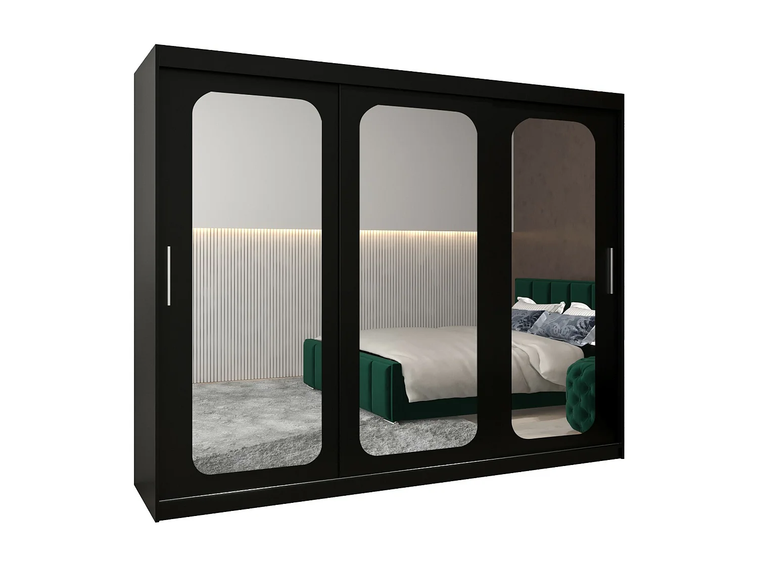 SCHWEBETÜRENSCHRANK PROMO T3 200/250/62 3-türig (Schwarz/Schwarz)