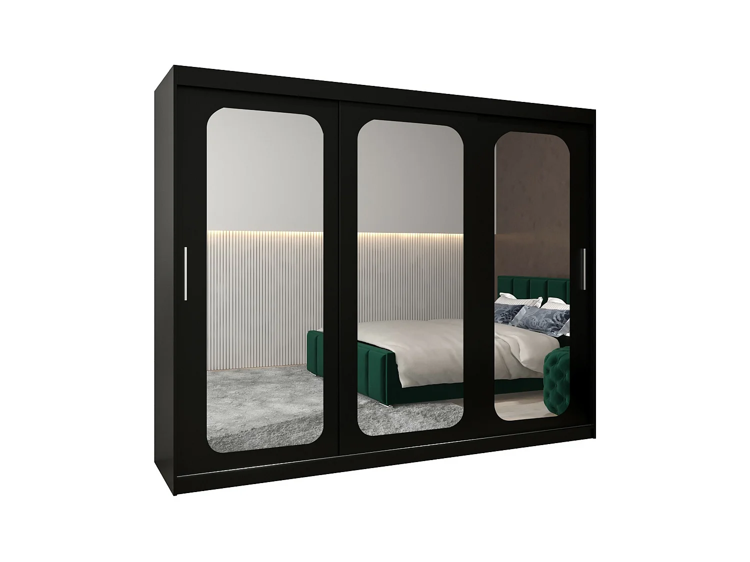 PROMO T3 KLEDINGKAST MET SCHUIFDEUREN 200/250/62 3 deuren (zwart/zwart)