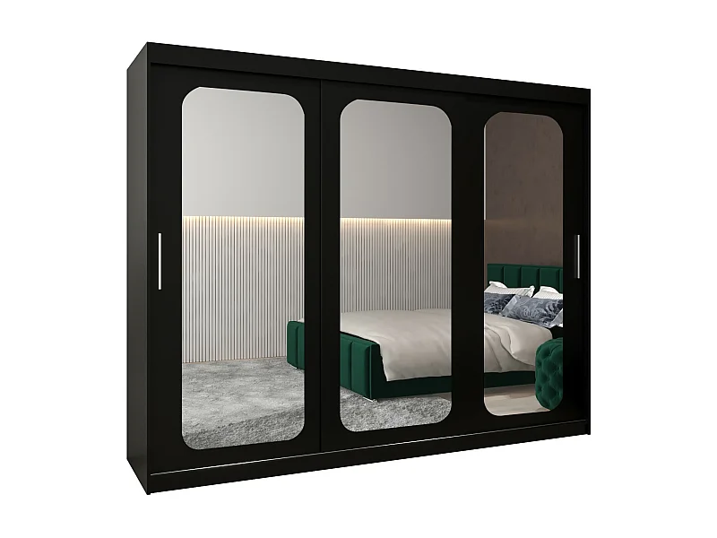 ARMOIRE PROMO T3 À PORTES COULISSANTES 200/250/62 3 Portes (Noir/Noir)