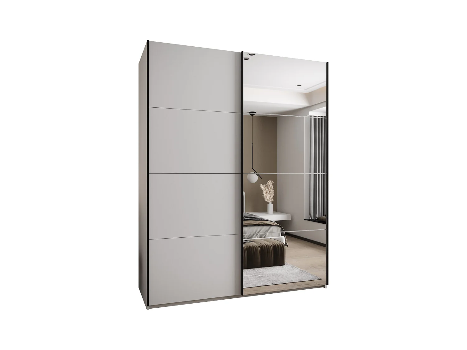 Armoire Lux 3 245,5/200/64 (Blanc/Blanc/Noir)