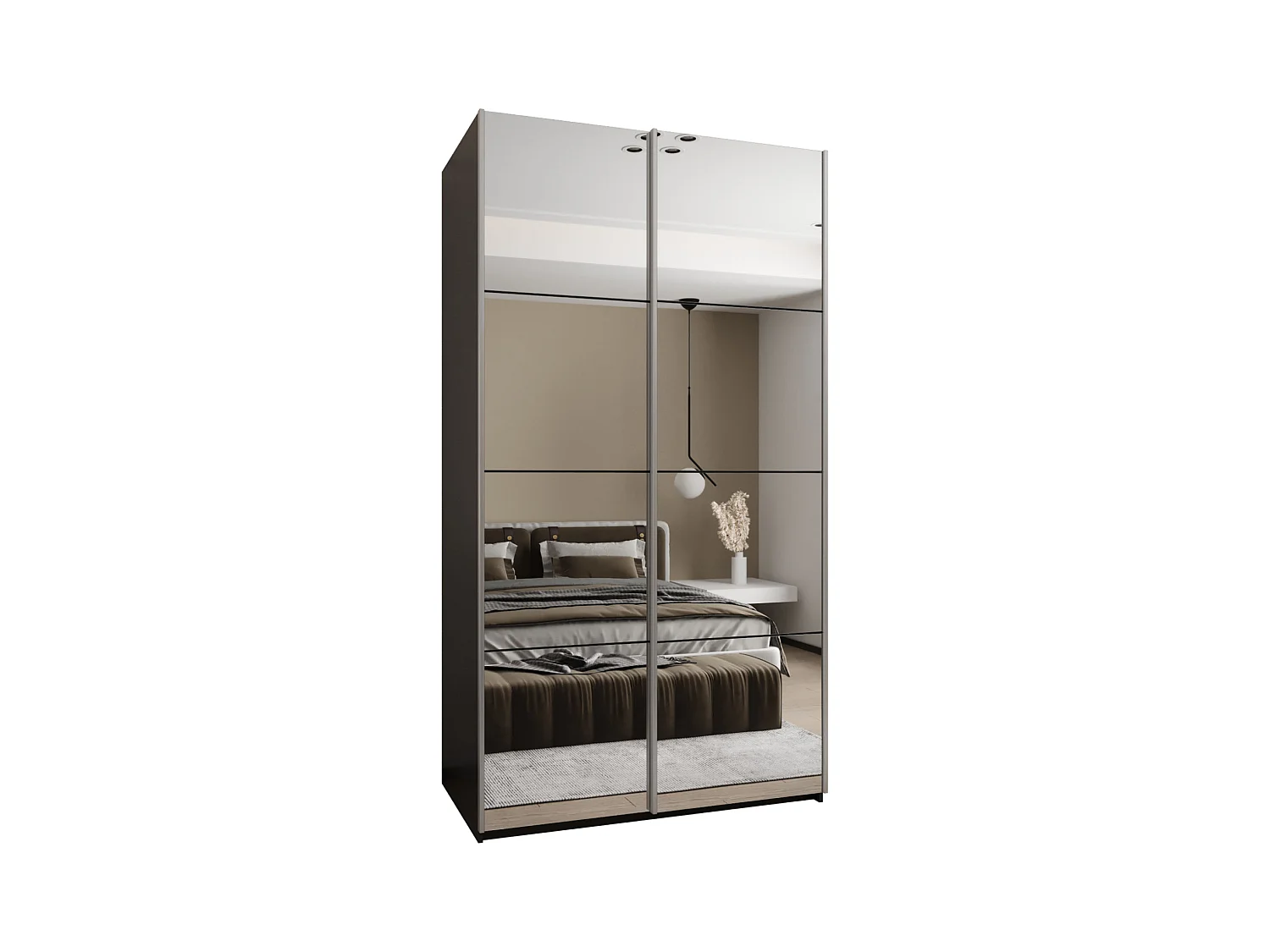 SCHWEBETÜRENSCHRANK Lux 2 245,5/130/64 (Schwarz/Schwarz/Silber)