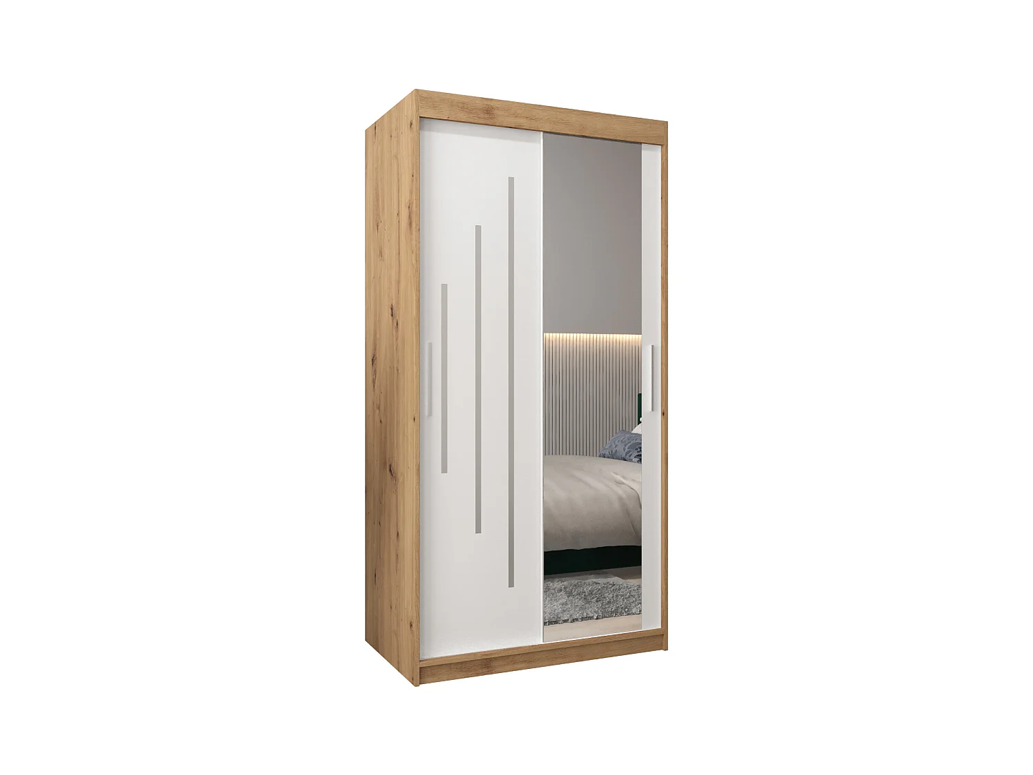 YORK 2 KLEDINGKAST MET SCHUIFDEUREN 200/100/62 2 deuren (artisan/wit)