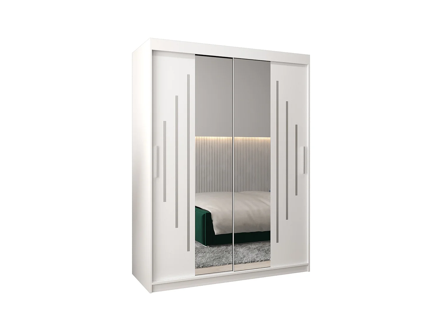 SCHWEBETÜRENSCHRANK YORK 1 200/150/62 2-türig (Weiß/Weiß)