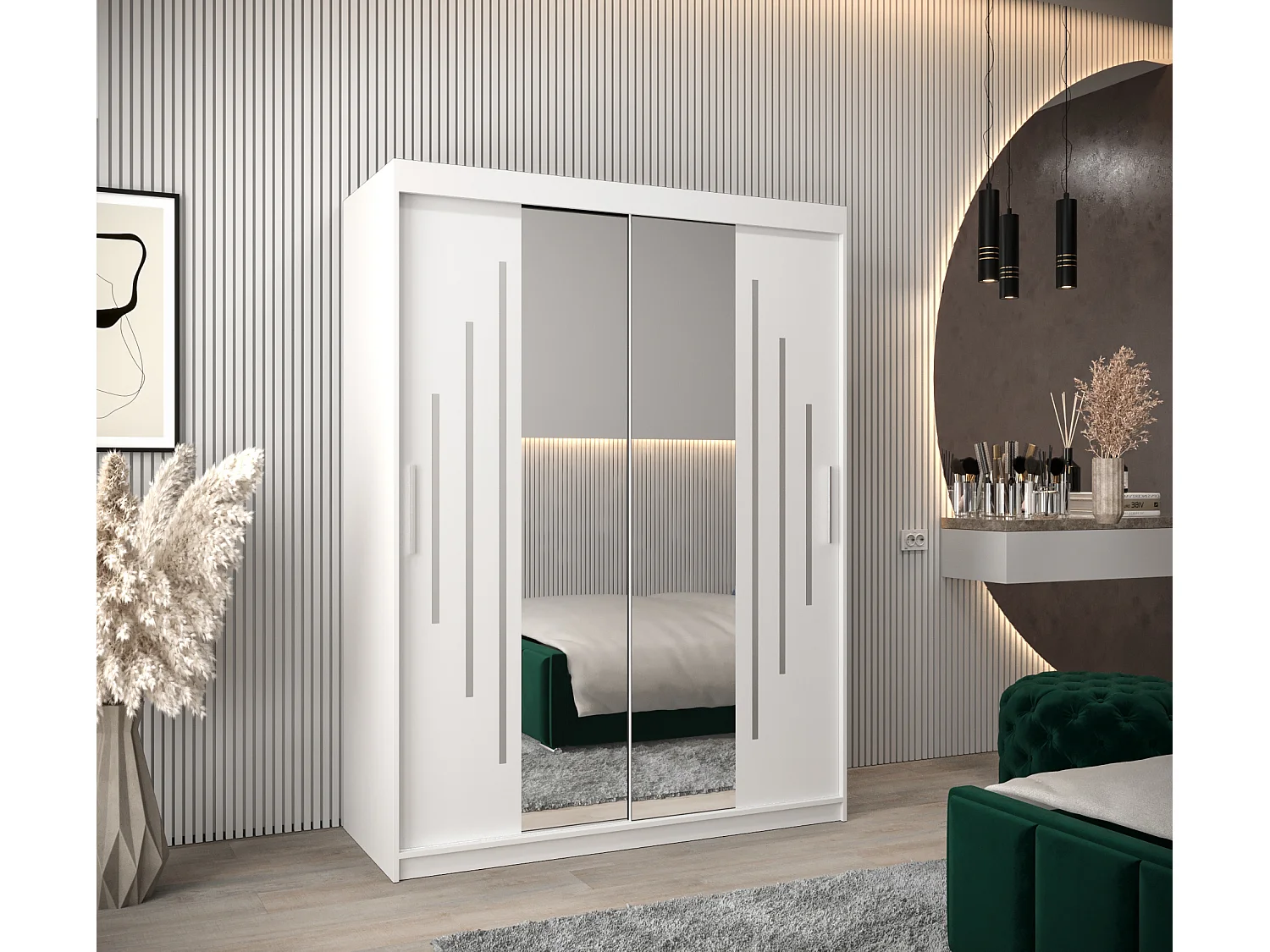 ARMOIRE YORK 1 À PORTES COULISSANTES 200/150/62 2 Portes (Blanc/Blanc)