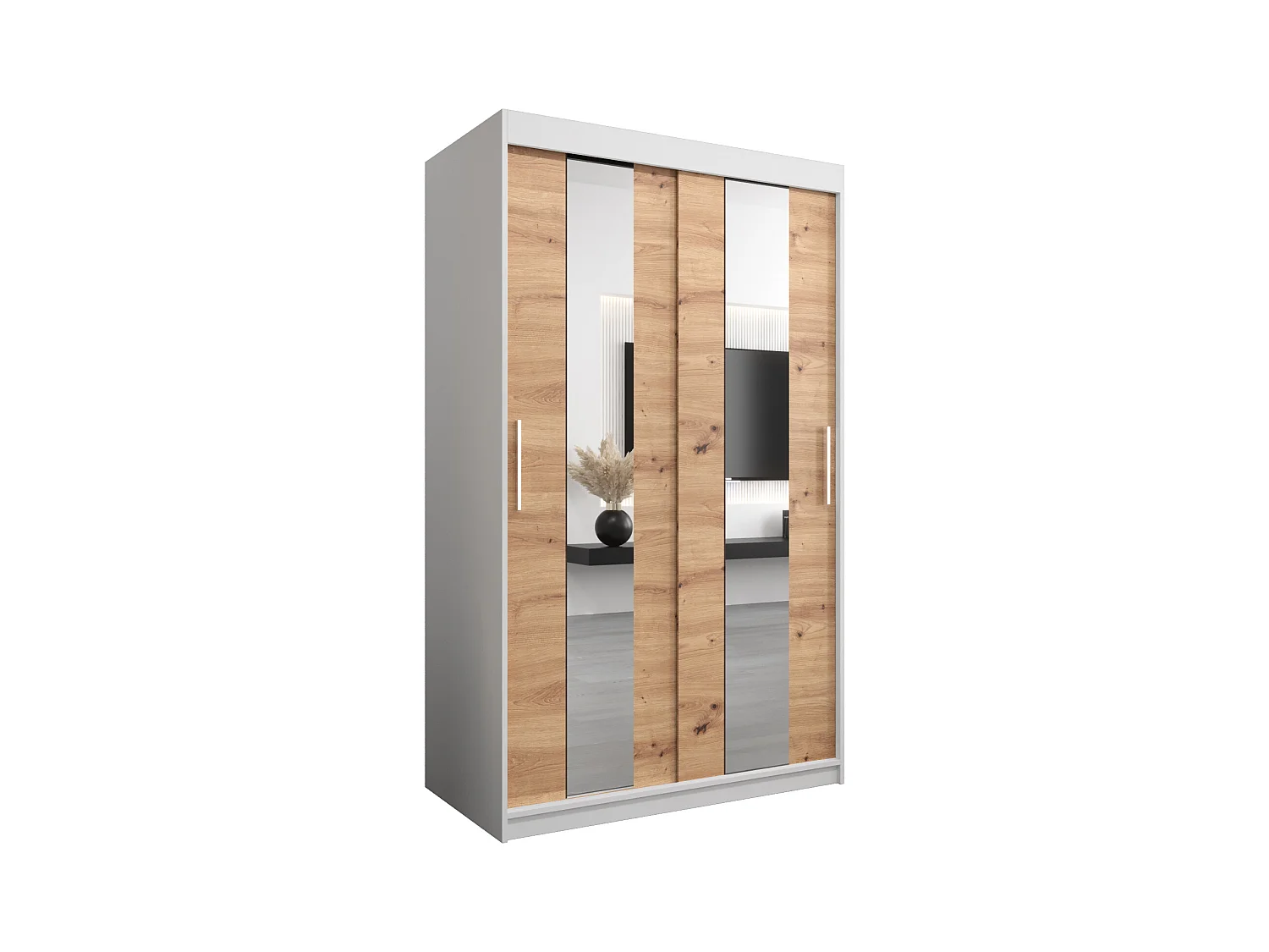 Armoire Pole À Portes Coulissantes 200/120/62 2 portes (Blanc/Artisan)