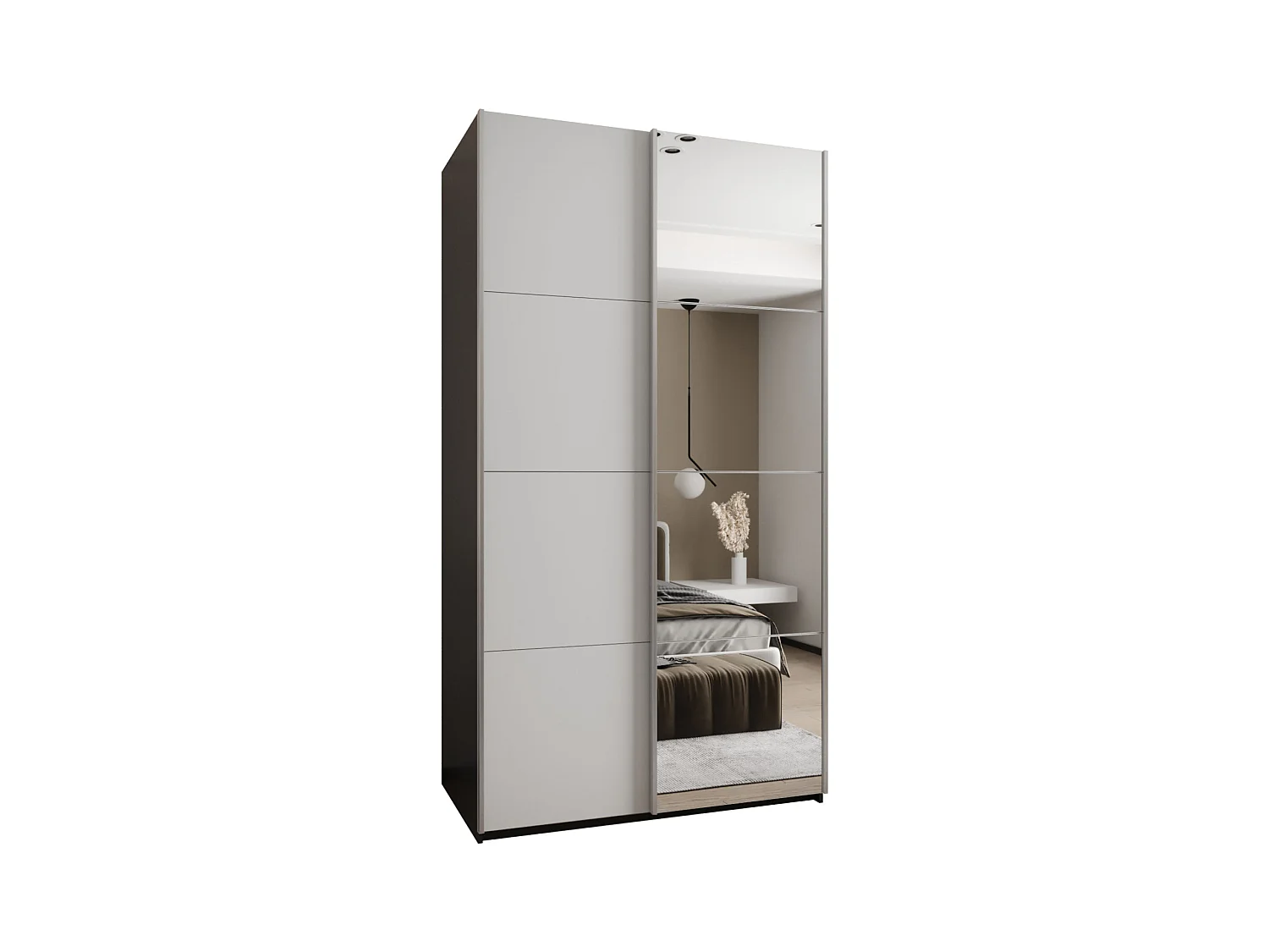 SCHWEBETÜRENSCHRANK Lux 3 245,5/130/64 (Schwarz/Weiß/Silber)