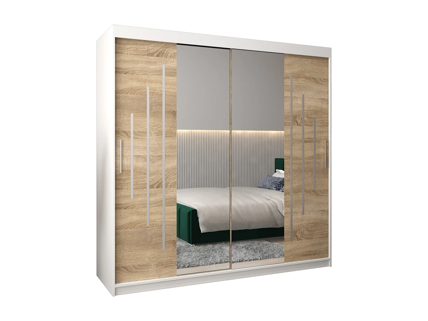 ARMOIRE YORK 1 À PORTES COULISSANTES 200/200/62 2 Portes (Blanc/Sonoma)