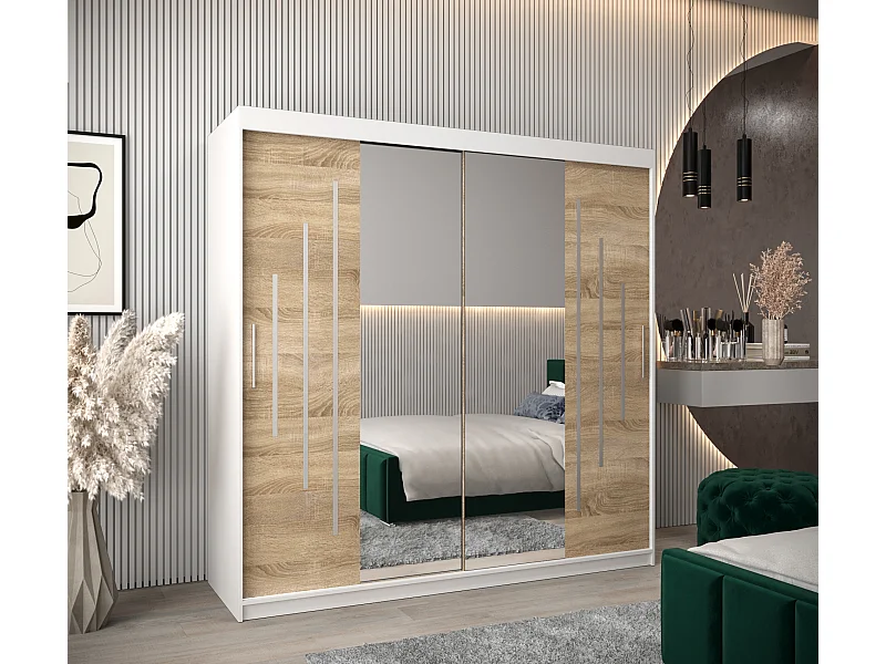 ARMOIRE YORK 1 À PORTES COULISSANTES 200/200/62 2 Portes (Blanc/Sonoma)