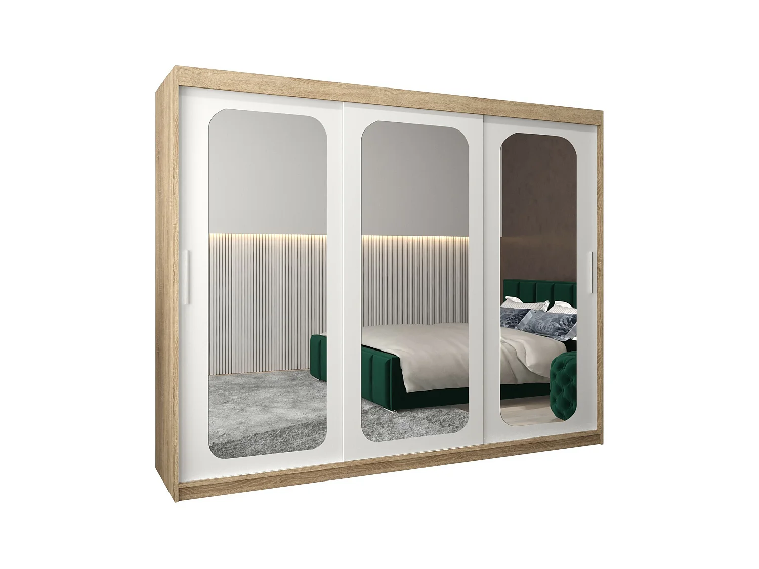ARMOIRE PROMO T3 À PORTES COULISSANTES 200/250/62 3 Portes (Sonoma/Blanc)