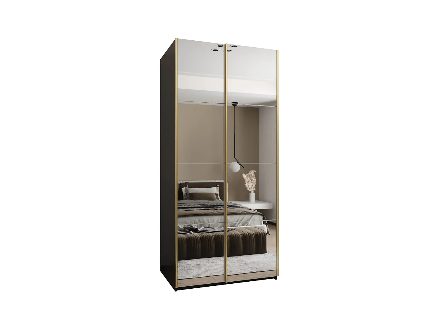 Armoire Lux 2 245,5/120/64 (Noir/Blanc/Or)