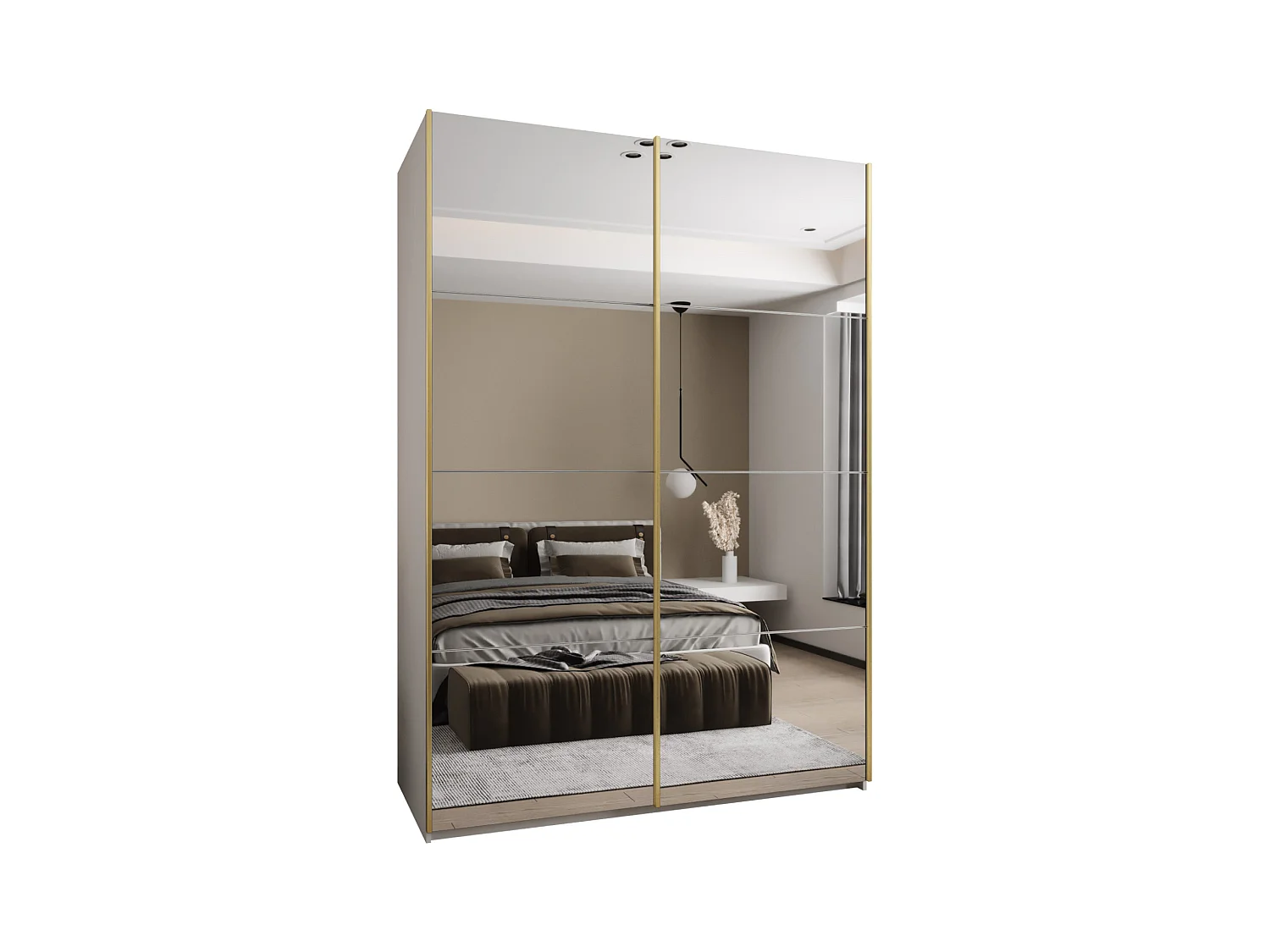 Armoire Lux 2 245,5/180/64 (Blanc/Blanc/Or)