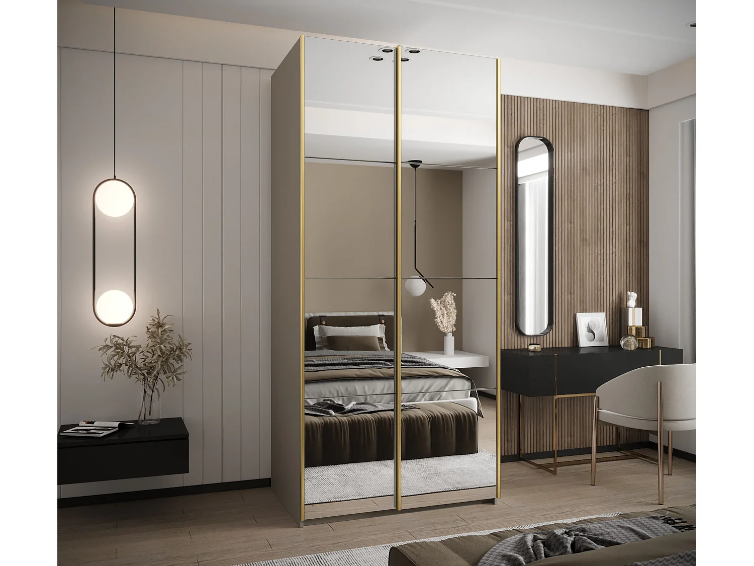 Armoire Lux 2 245,5/100/64 (Cachemire/Cachemire/Or)