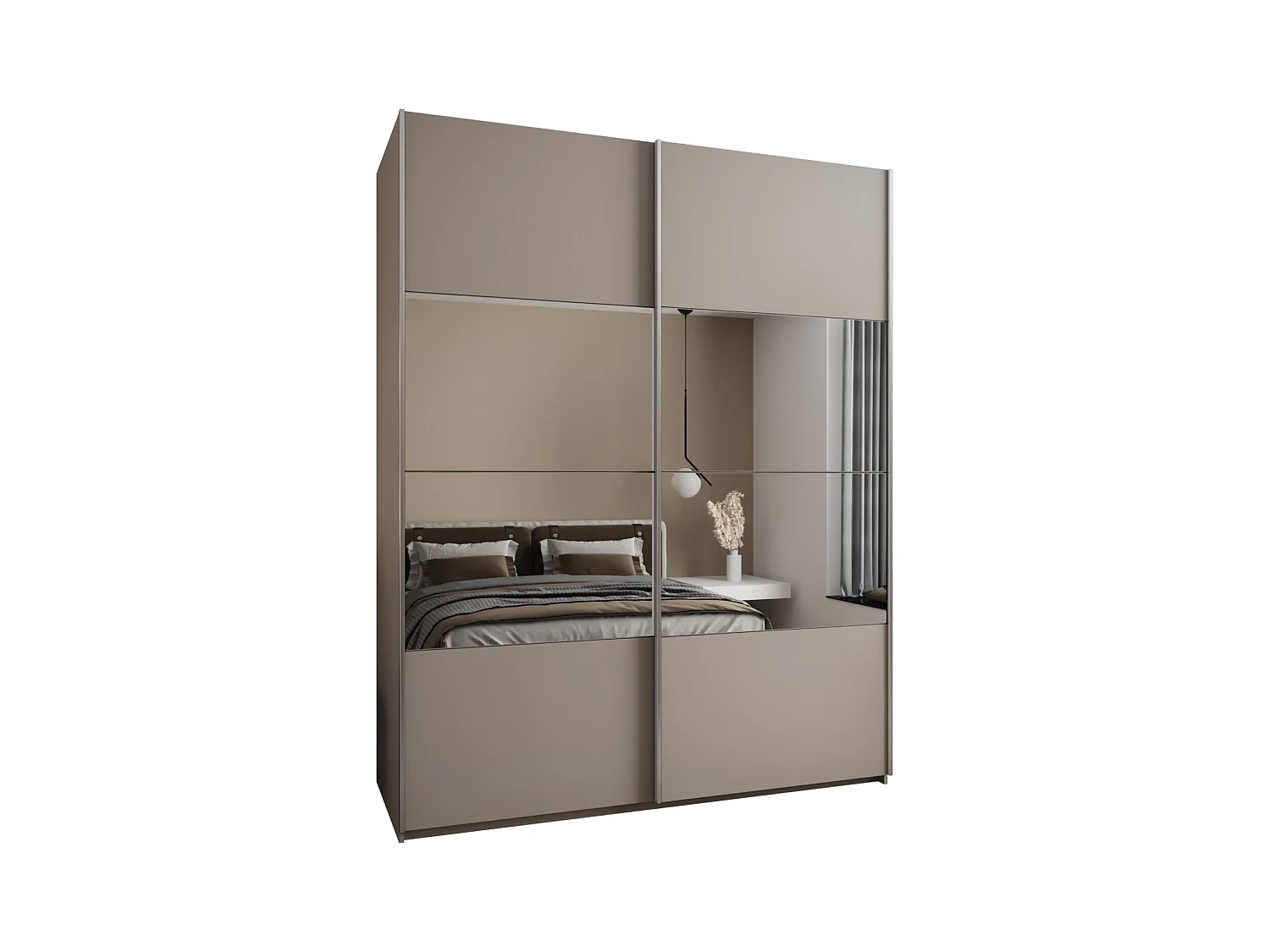 SCHWEBETÜRENSCHRANK Lux 4 245,5/190/64 (Kaschmir/Kaschmir/Silber)