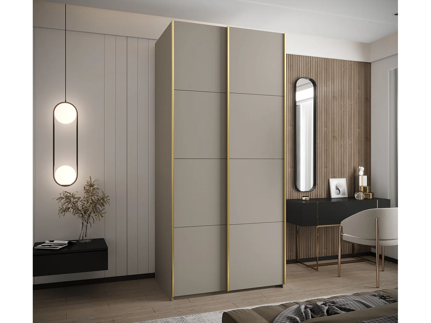 Armoire Lux 1 245,5/120/64 (Cachemire/Cachemire/Or)