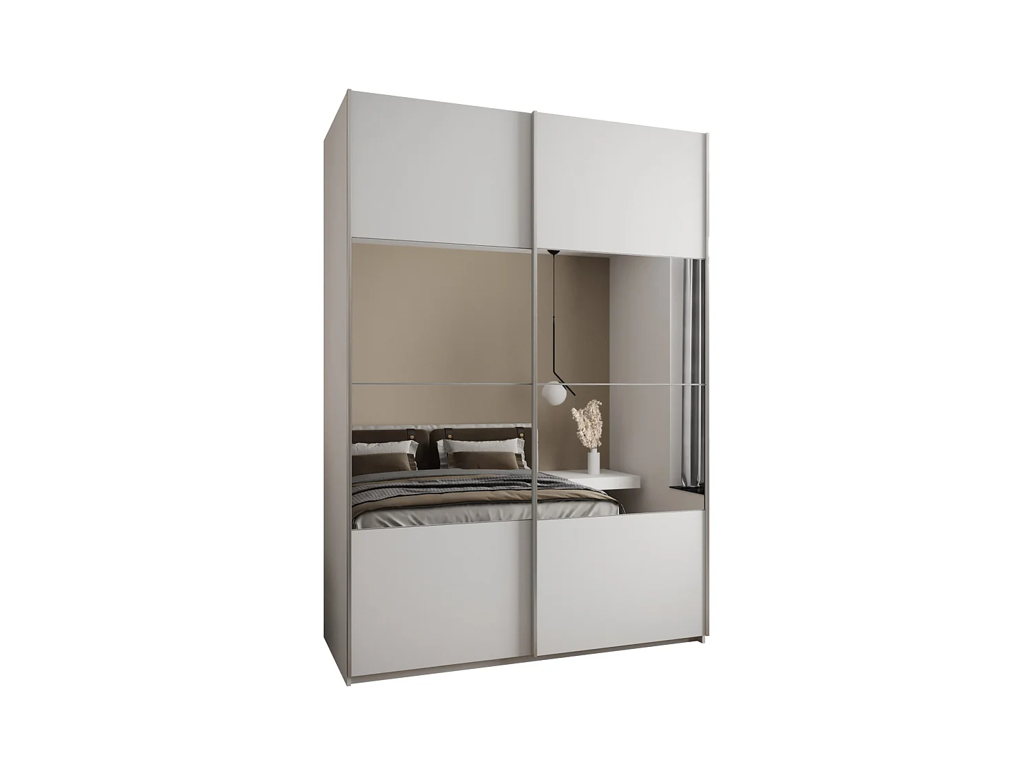 Armoire Lux 4 245,5/180/64 (Blanc/Blanc/Argent)