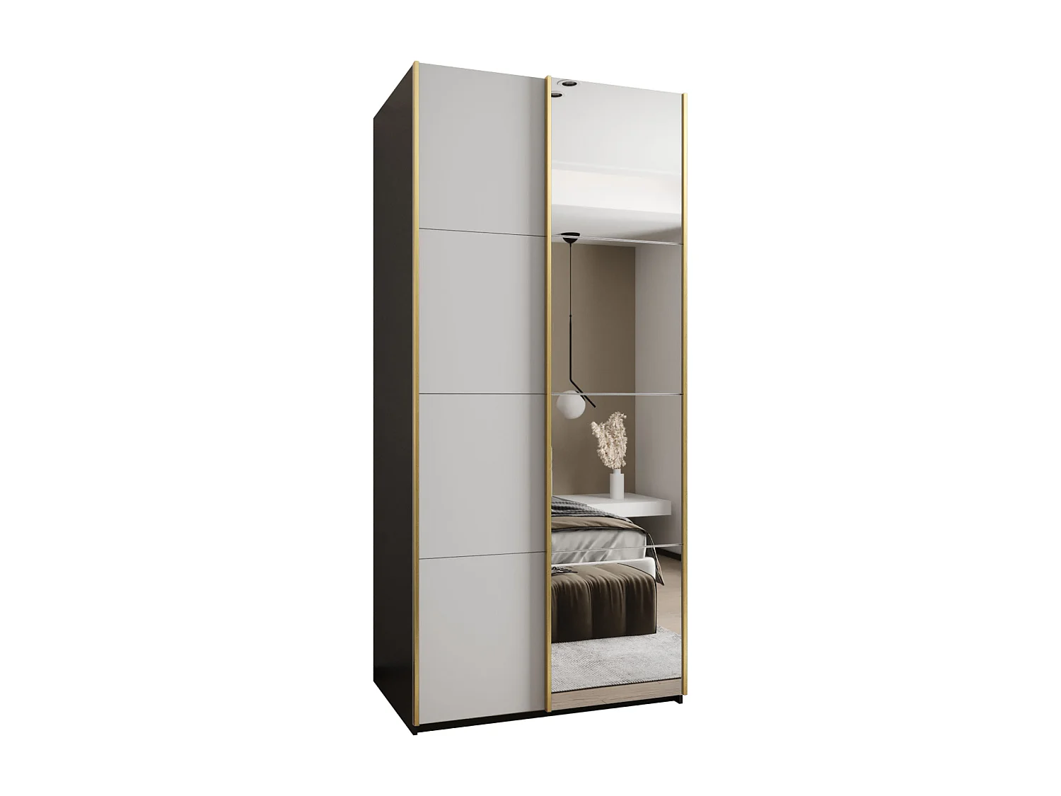 Armoire Lux 3 245,5/120/64 (Noir/Blanc/Or)