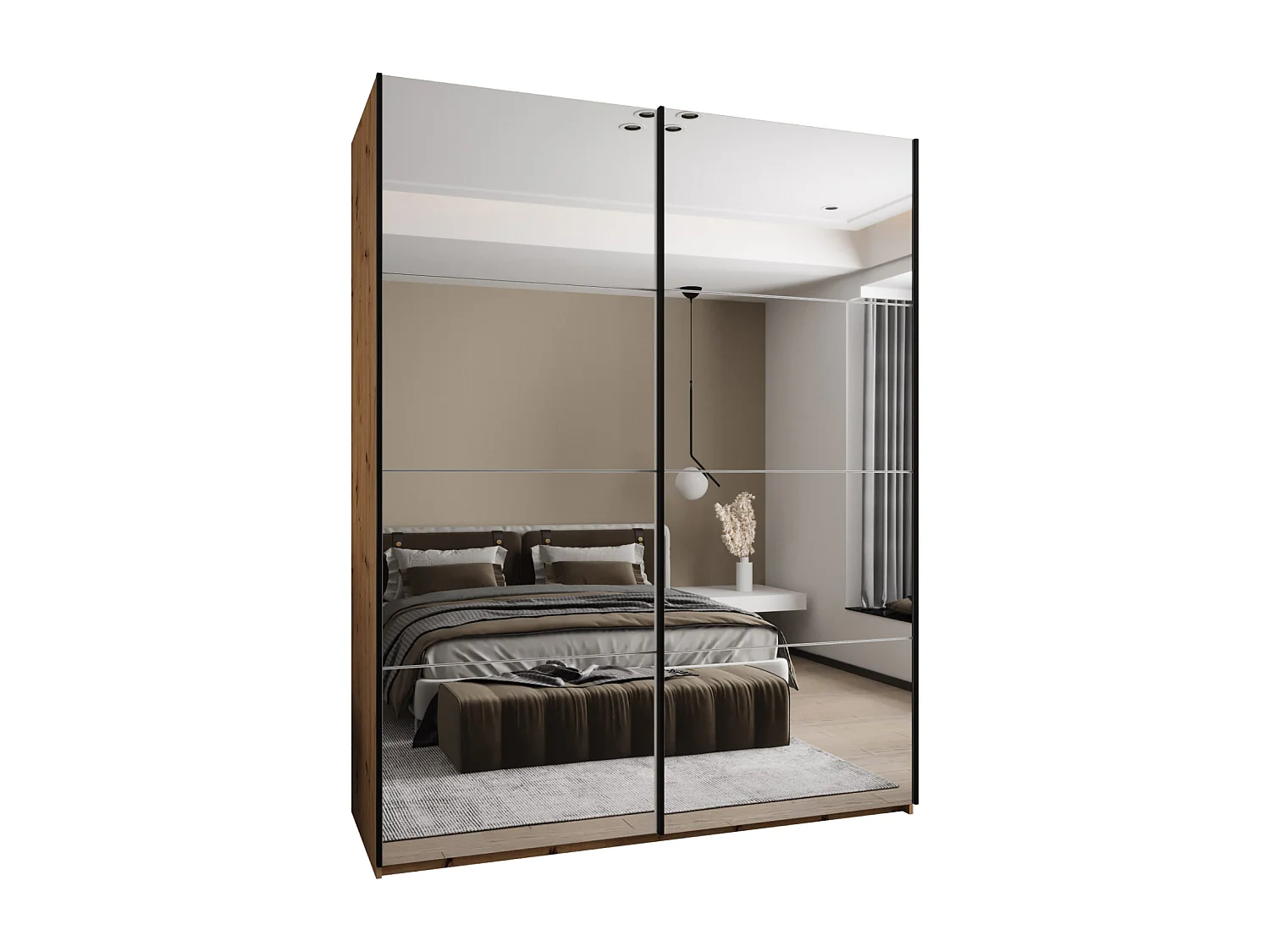 Armoire Lux 2 245,5/200/64 (Artisan/Blanc/Noir)