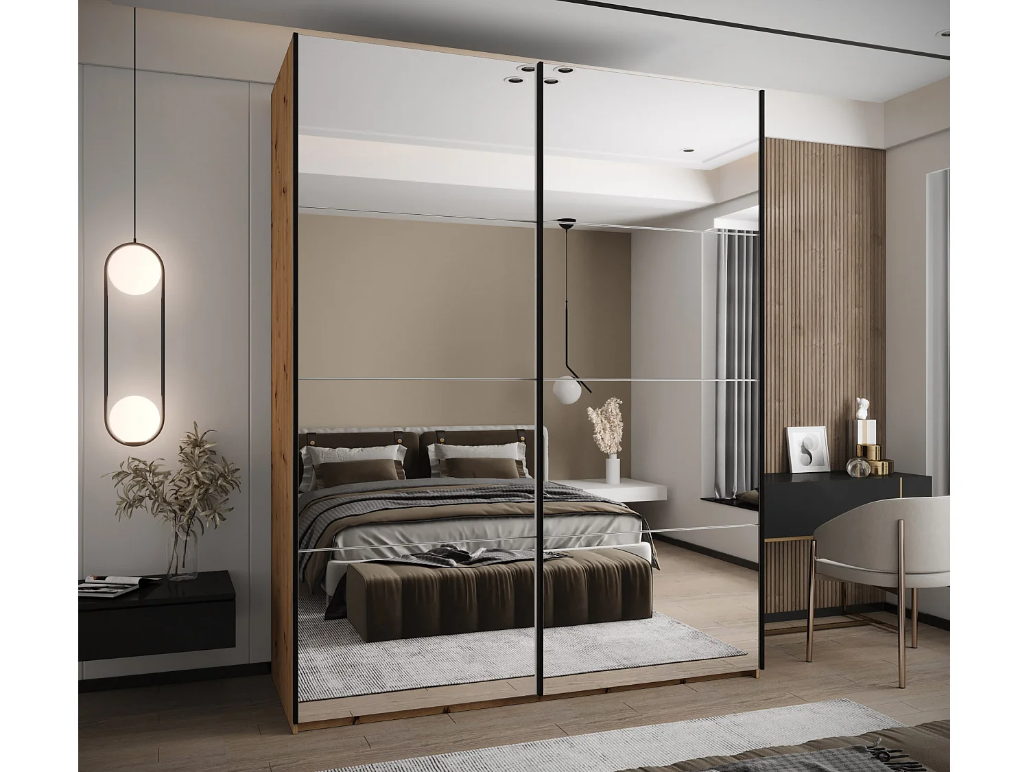 Armoire Lux 2 245,5/200/64 (Artisan/Blanc/Noir)