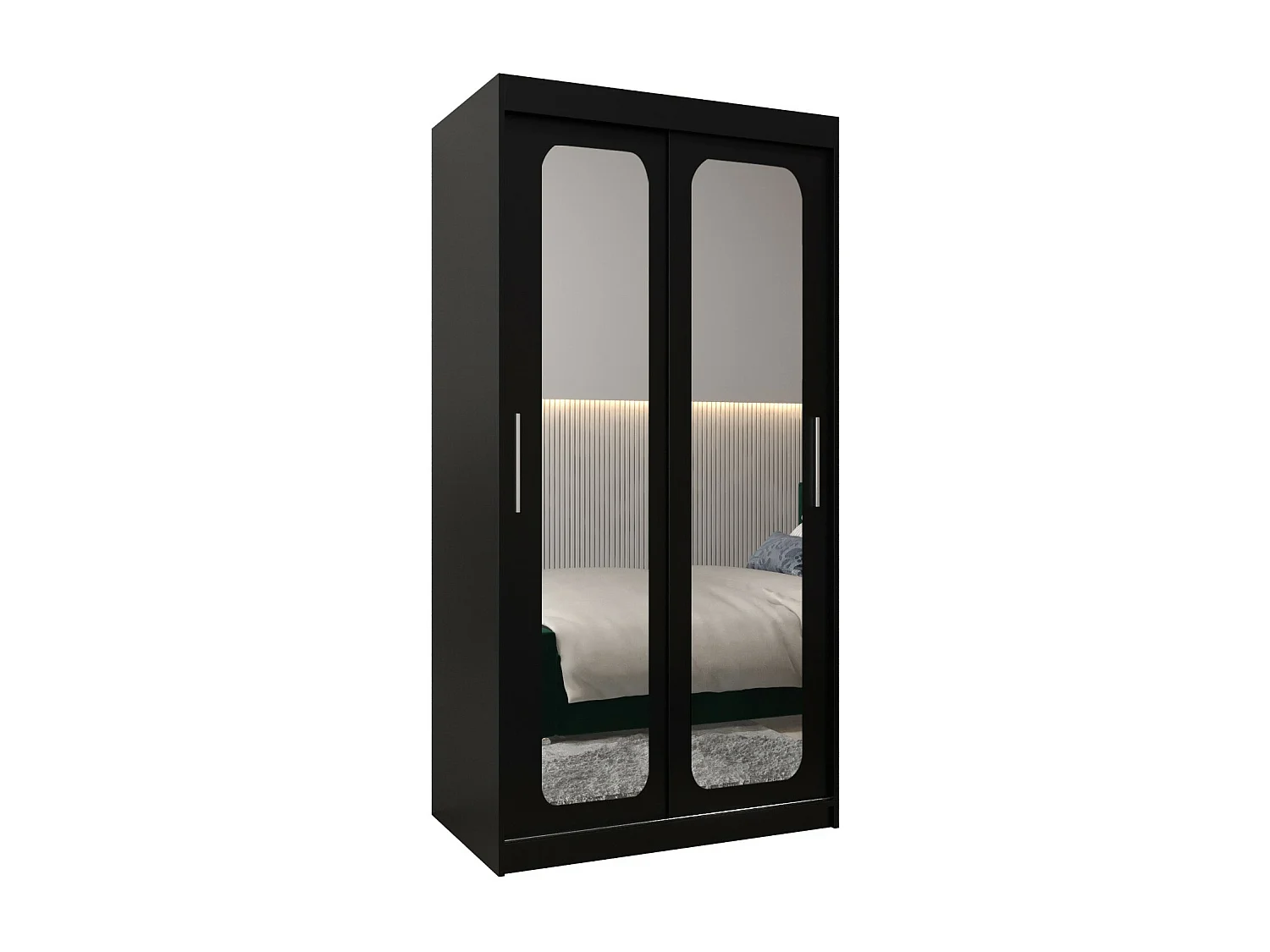 ARMOIRE PROMO T3 À PORTES COULISSANTES 200/100/62 2 Portes (Noir/Noir)