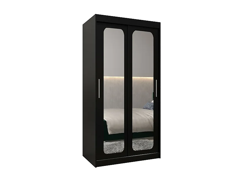 ARMOIRE PROMO T3 À PORTES COULISSANTES 200/100/62 2 Portes (Noir/Noir)