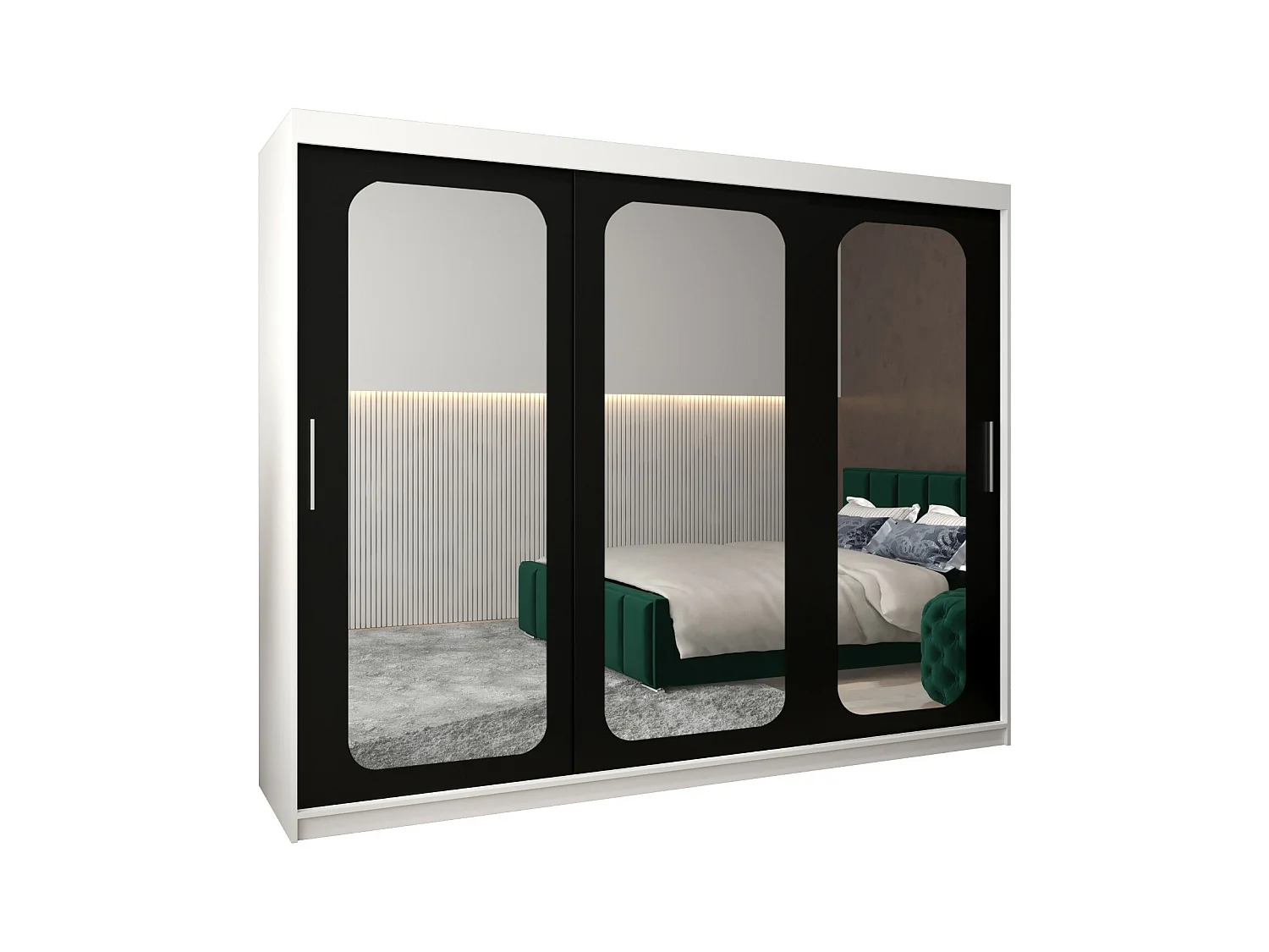 PROMO T3 KLEDINGKAST MET SCHUIFDEUREN 200/250/62 3 deuren (wit/zwart)