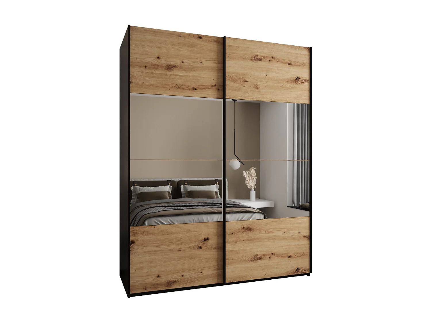 Armoire Lux 4 245,5/200/64 (Noir/Artisan/Noir)