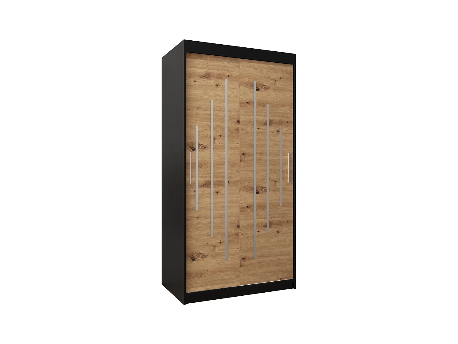 ARMOIRE YORK À PORTES COULISSANTES 200/100/62 2 Portes (Noir/Artisan)
