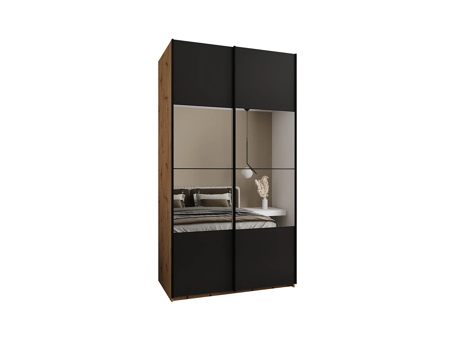 Armoire Lux 4 245,5/140/64 (Artisan/Noir/Noir)