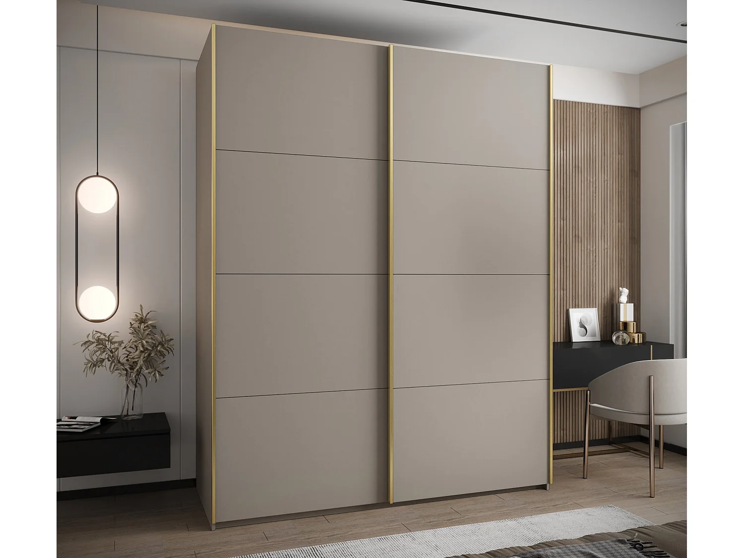 Armoire Lux 1 245,5/190/64 (Cachemire/Cachemire/Or)