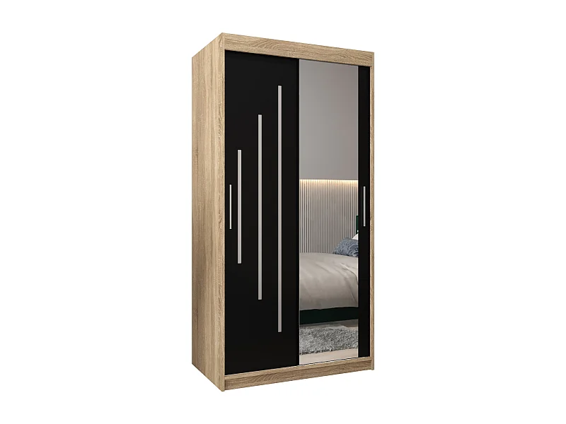 ARMOIRE YORK 2 À PORTES COULISSANTES 200/100/62 2 Portes (Sonoma/Noir)