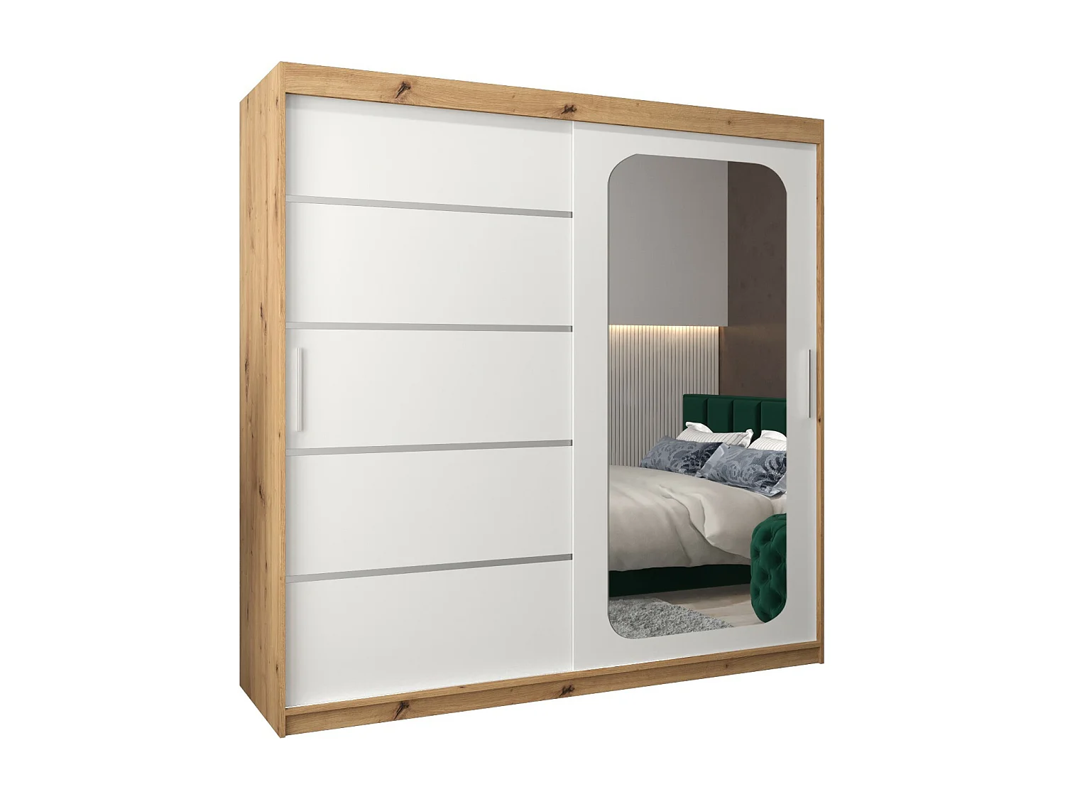 ARMOIRE PROMO V2 À PORTES COULISSANTES 200/200/62 2 Portes (Artisan/Blanc)